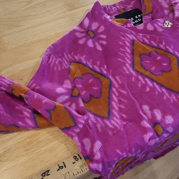 Bitte Kai Rand Batik Dyed Pink Double Breasted Button Blouse 18" Pit 2 PIT Small - Picture 10 of 12